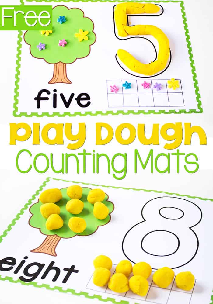 Free Tree Play Dough Number Mats Counting 1 To 10 Math Worksheet ...