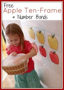 apple ten-frame number bond printable