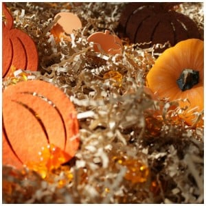 Pumpkin patch sensory bin for preschoolers