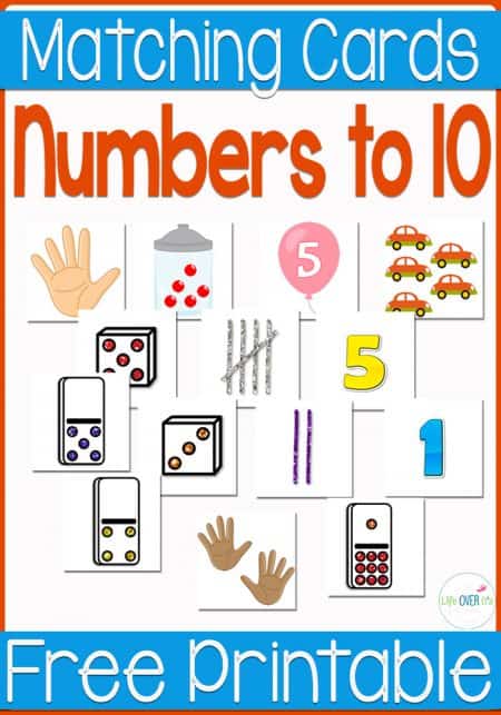 Free Printable Number Recognition Matching Cards for 1-10