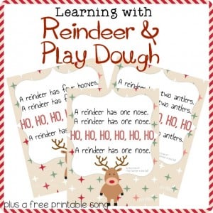 This Christmas play with play dough, sing some songs and have lots of fun learning while doing these fun reindeer preschool activities!