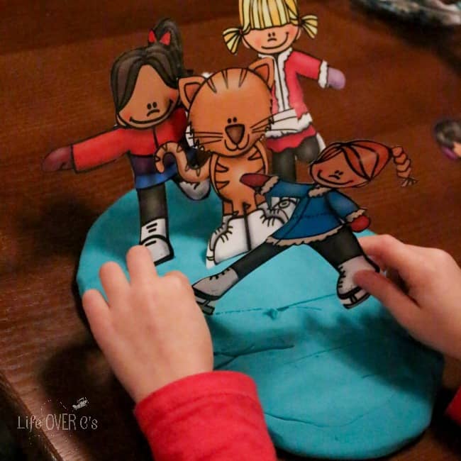 Free Ice Skating Play Dough Printable for pretend play and learning.