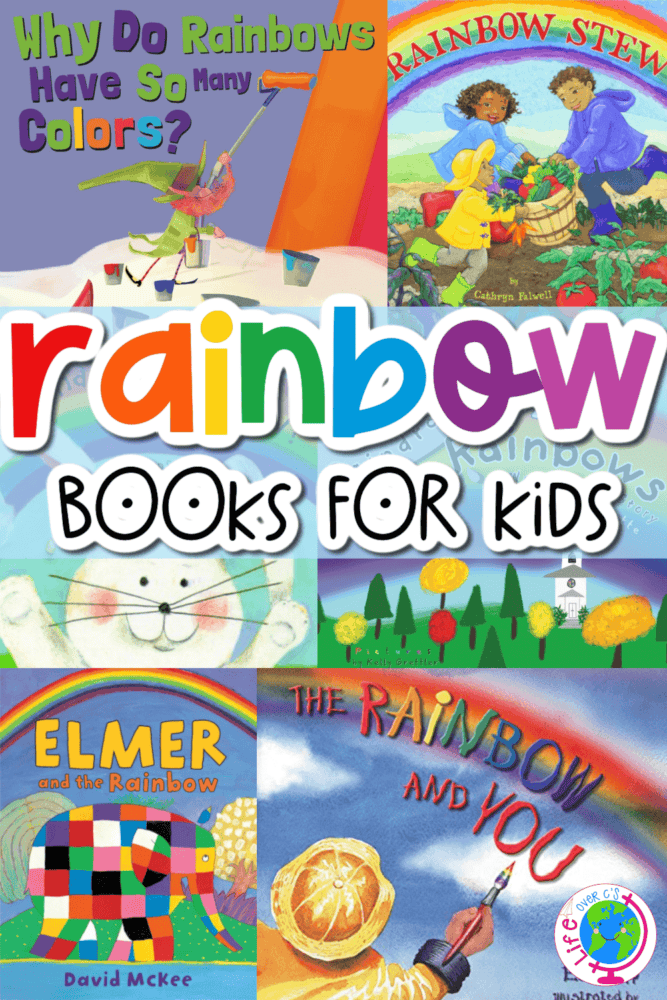 collage of rainbow children's books