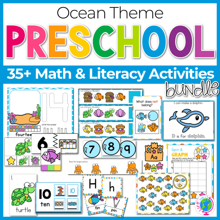 ocean theme prek math and literacy activities collage of math and literacy centers