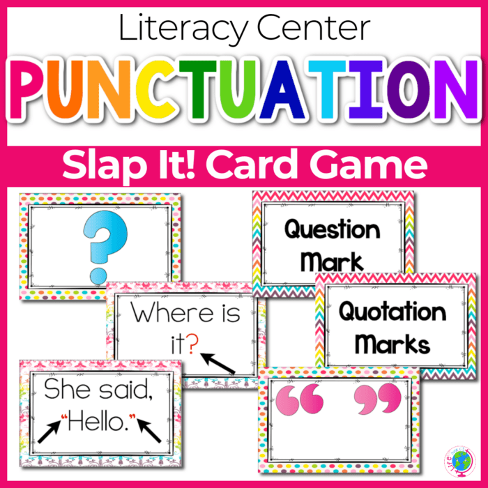Punctuation "Slap It!" Card Game for Literacy Centers 19 punctuation card game for literacy small group activities slap it card game