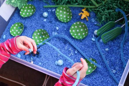 Easy DIY Frog & Pond Habitat Sensory Bin for Kids - Life Over C's