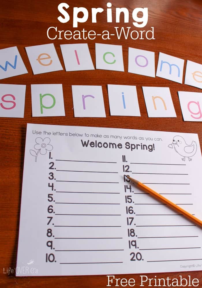 Free Printable Spring Create A Word Activity Life Over C S