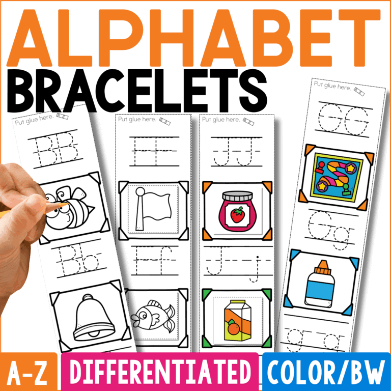 alphabet tracing and beginning sounds bracelets for phonics practice