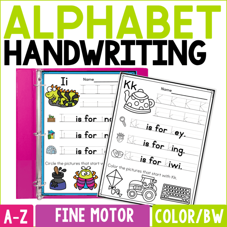 handwriting practice pages for alphabet and beginning sounds