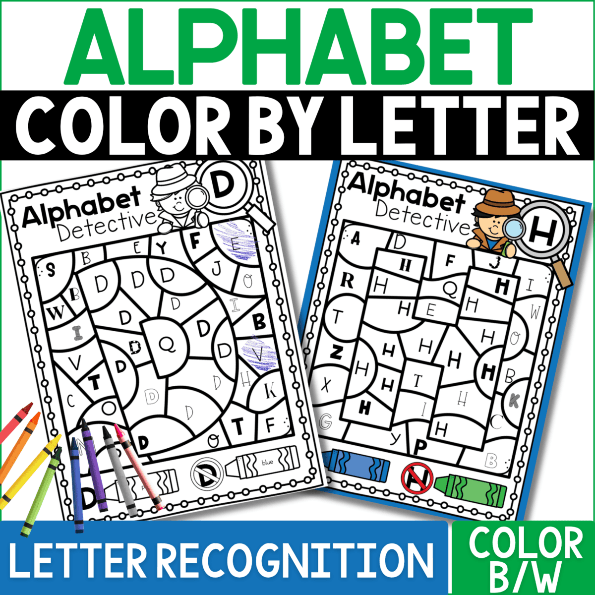 alphabet color by letter coloring activity for letter recognition