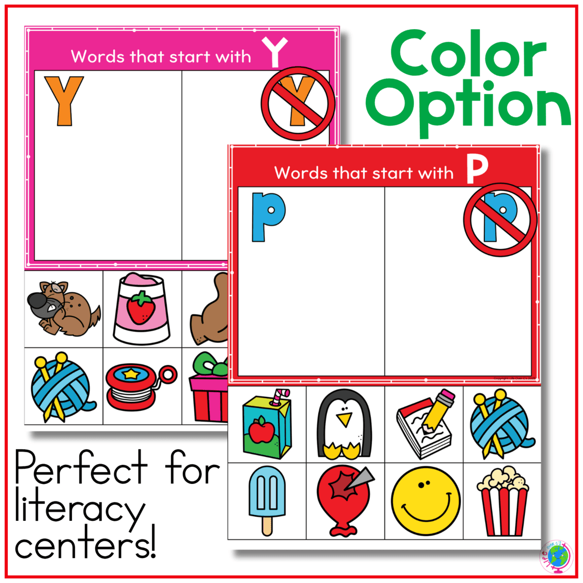 color beginning sound sorting activities feature y and p mats with picture tiles children place according to each word’s initial sound. this hands-on alphabet phonics activity is designed for literacy centers and builds beginning sound identification, vocabulary, letter recognition, sorting, and fine motor skills.