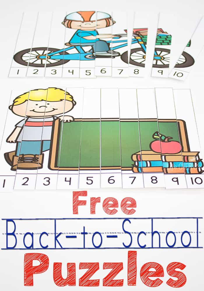 FREE Back to School Sequencing Numbers 1-10 Printable Puzzles