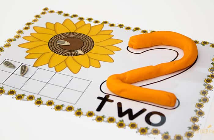 Free Sunflower Play Dough Mats for Numbers 1-10