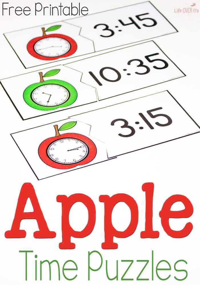 free printable time puzzles apple theme