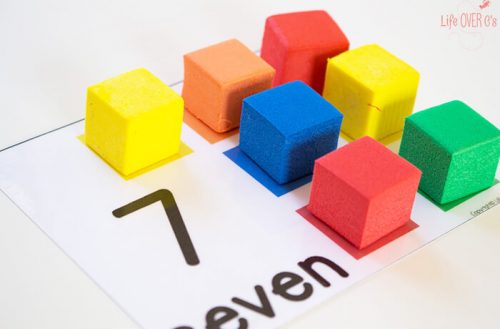 Free Printable Foam Block Counting Cards 🟥 🟦 🟨