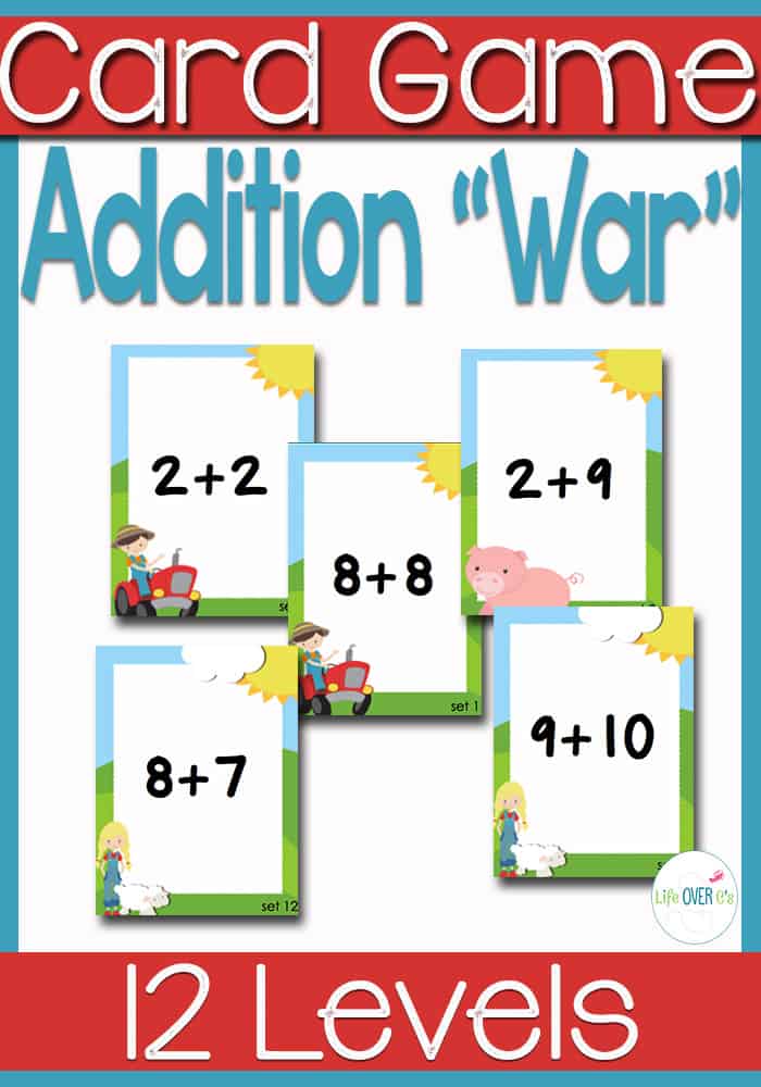 Addition Facts 1 10 War Card Games And Printables