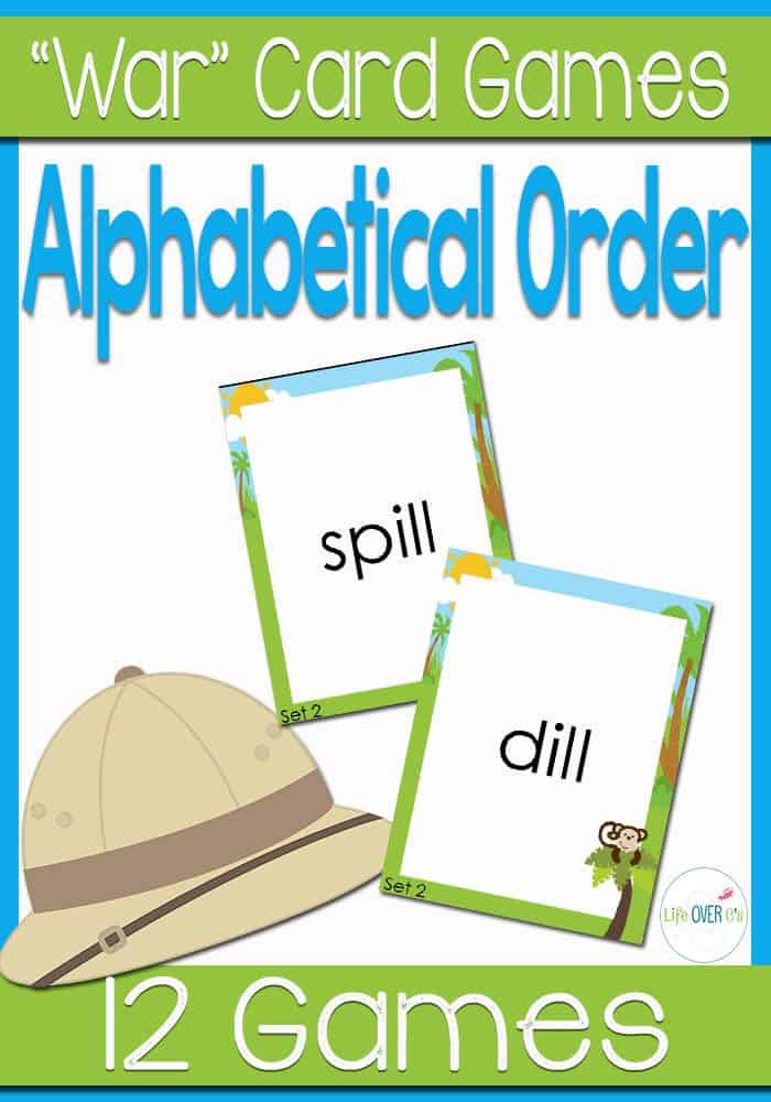 free printable alphabetical order war card game