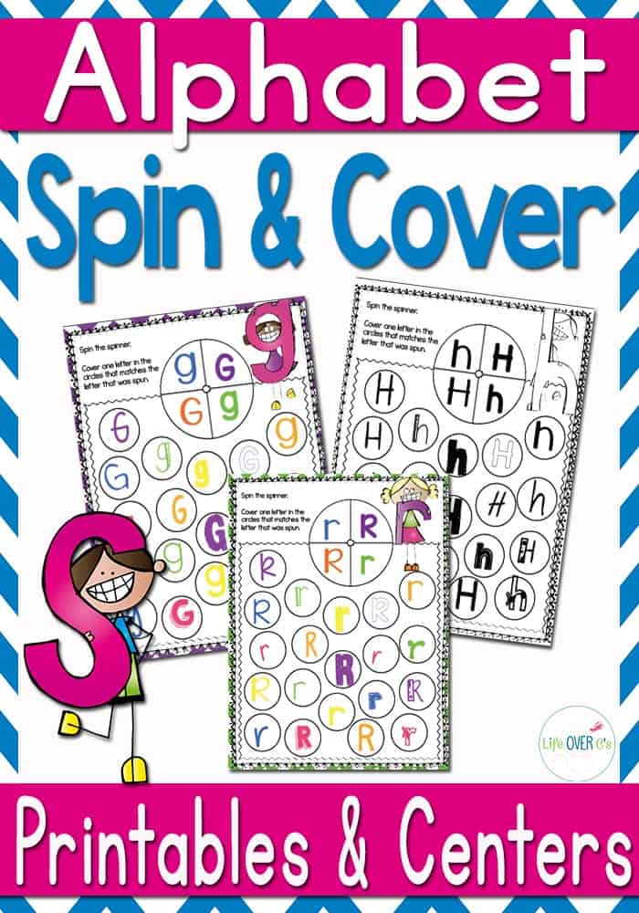 Fun Alphabet Spin & Cover Game Printables For Centers or Individual Use