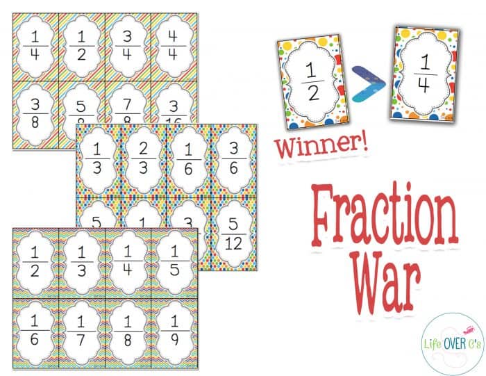 Fraction War Card Game - Life Over C's