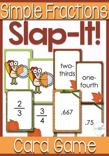 this simple fraction card game is a fun way to learn about equivalent fractions. the kids will love the pumpkin pie theme!