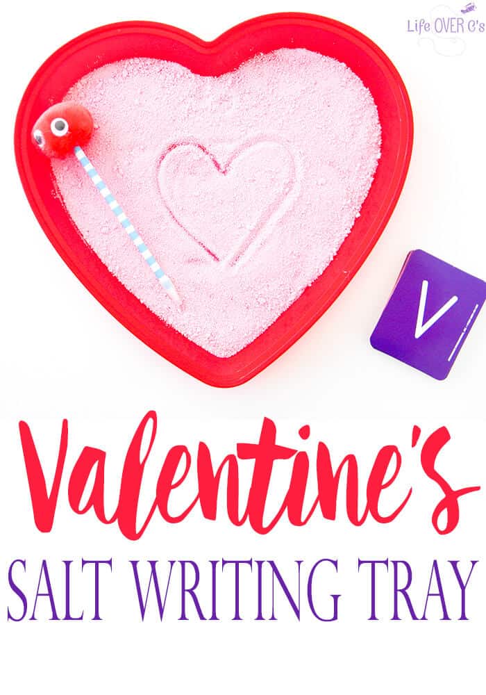 This Valentine's Salt Writing Tray is a fun way to build fine-motor skills and learn how to write the alphabet!