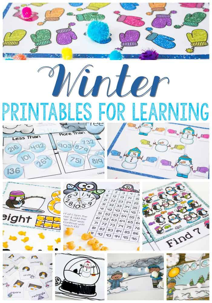 free winter printables for learning