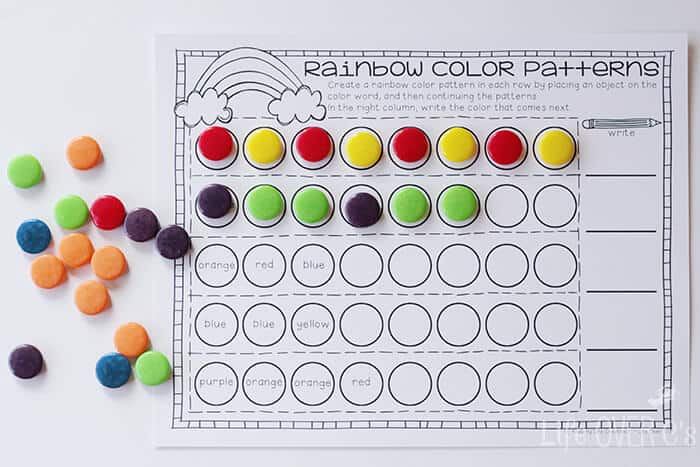 rainbow patterns activity free printable