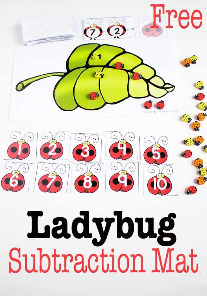 free ladybug printable for subtracting from 10