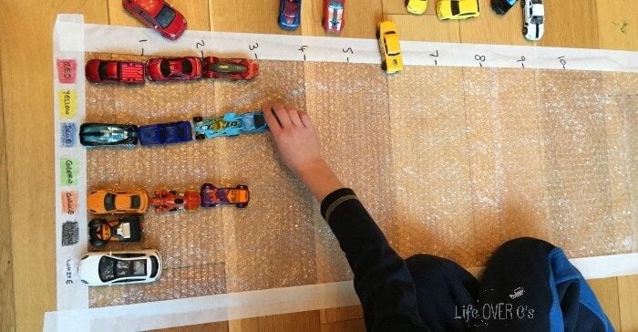 This car graphing bubble wrap activity is a super fun way to learn about graphing!!