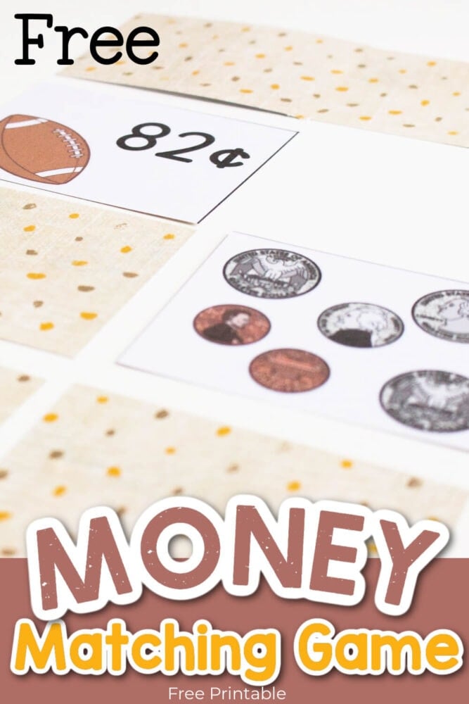 close up image of a children's money memory matching game with text [free money matching game]