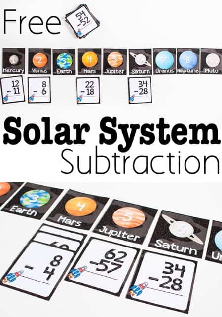 Free Printable Solar System Subtraction Activity