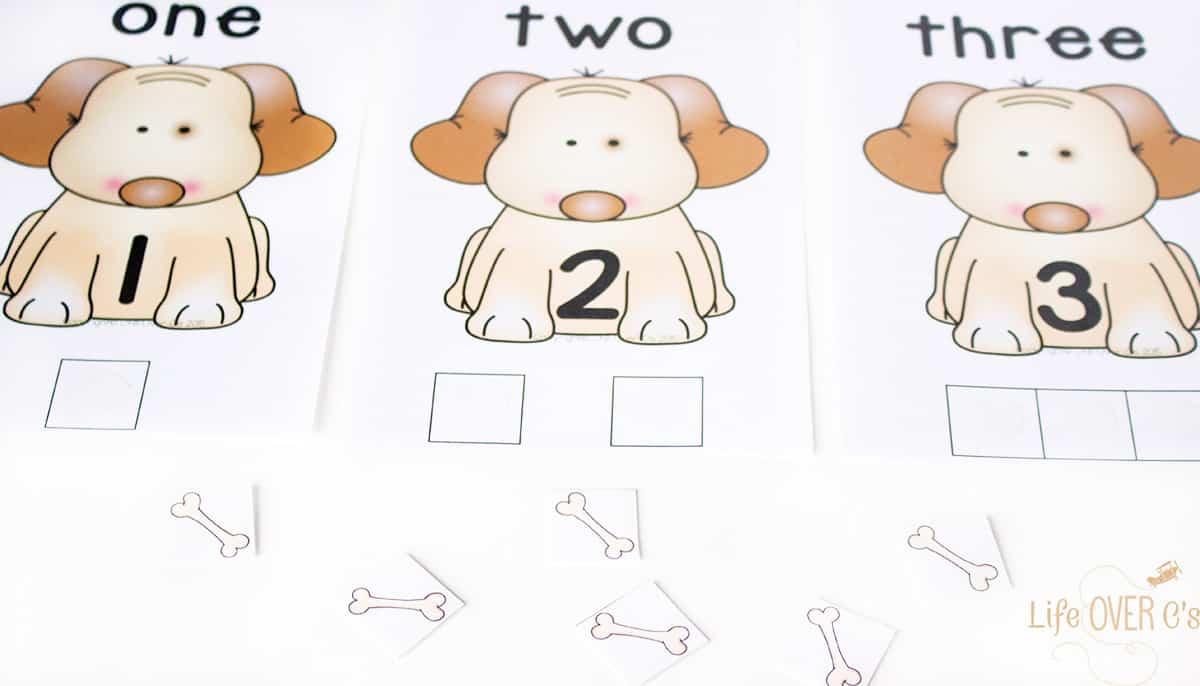 Dog Counting Cards for Numbers 15 Life Over Cs