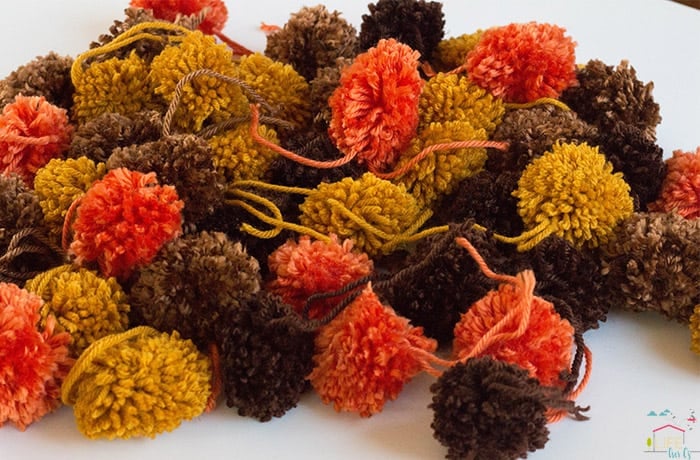 Fall Pom Pom Garland- Orange & Brown Pom Poms