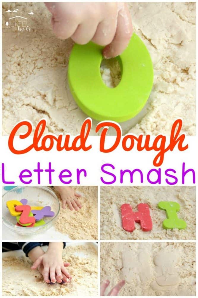 Exciting Cloud Dough Letter Smash Activity 6 kids love the texture of cloud dough. make your playtime educational by mixing cloud dough with foam letters in this exciting letter smash!