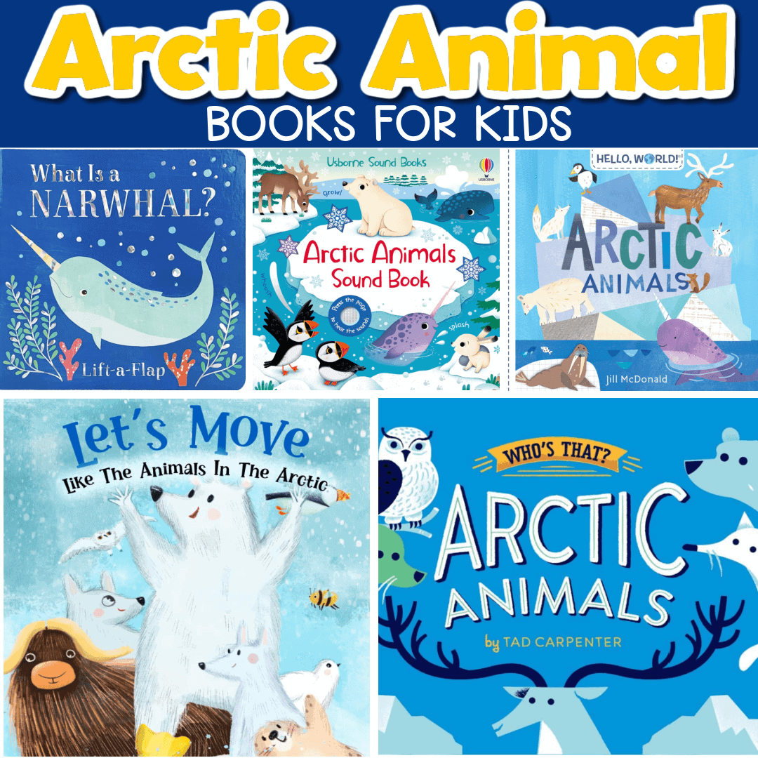 collage of arctic animal books for kids