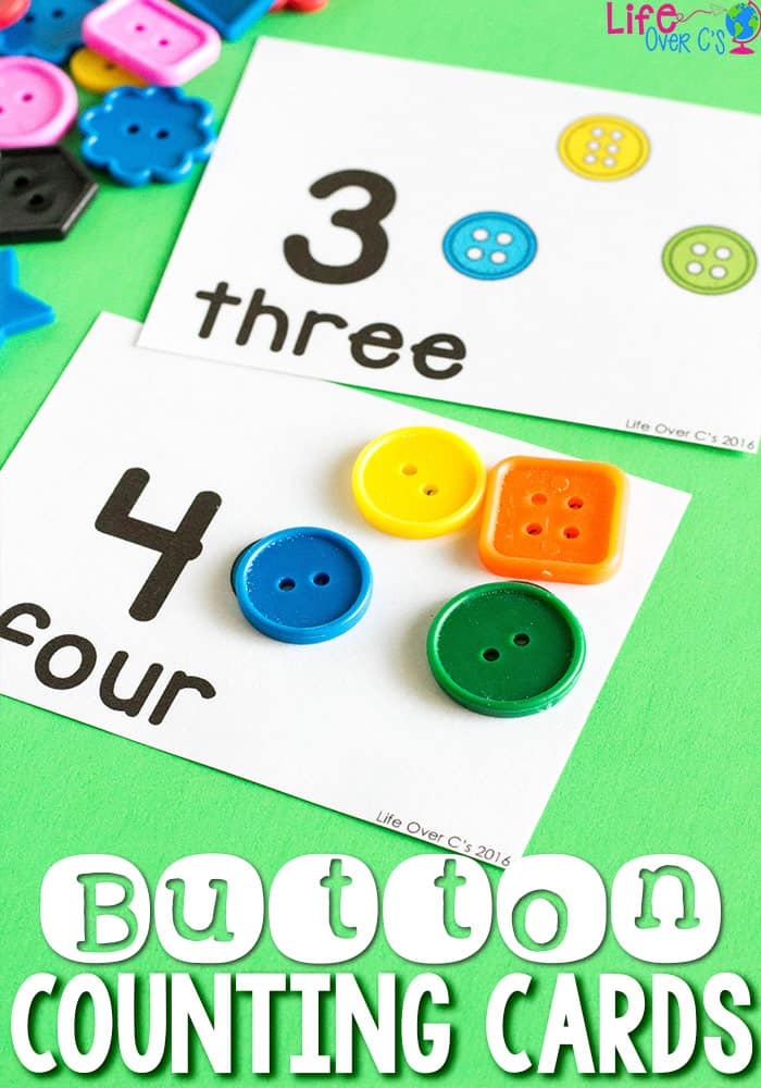 Button Counting Cards for Numbers 1-10