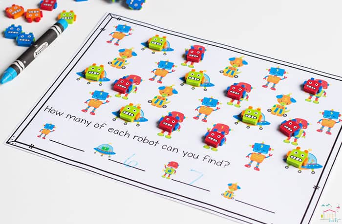Free Printable Robot Mini Eraser Math Activity Pack 10 do you love dollar spot mini erasers? this robot mini-eraser activity pack for preschoolers is full of great math activities! counting, sorting, matching, patterns and more!