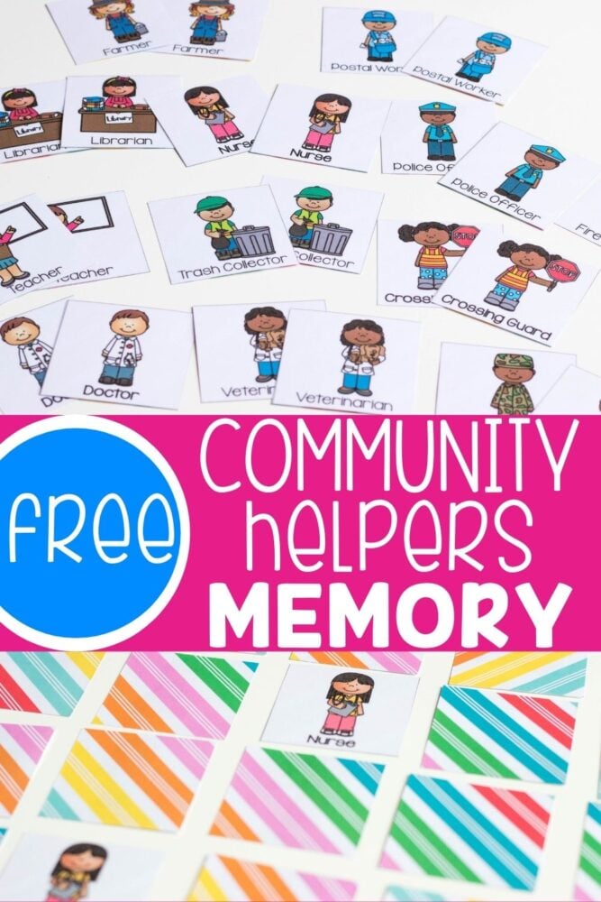 free community helpers memory pinterest image