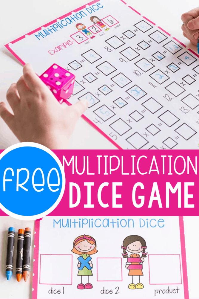 free printable multiplication dice activity