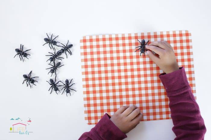 use pretend ants to set up this simple letter formation activity or preschoolers!