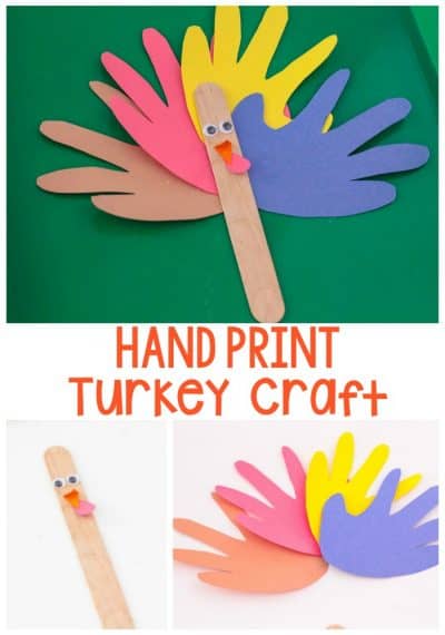 Easy Handprint Turkey Puppet Craft for Kids