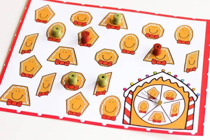 these shape games for kindergarten are a great way to review shapes during your christmas theme! these adorable gingerbread activities make learning shapes so much fun!