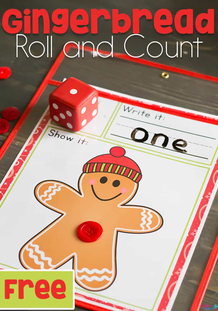 Free Printable Gingerbread Roll And Count Math Game -