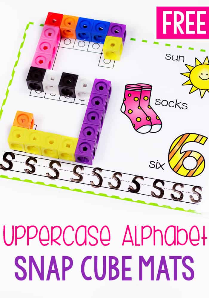 free printable uppercase alphabet snap cube mat