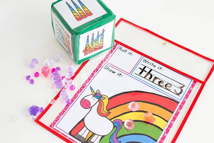 free printable unicorn counting game for kindergarten