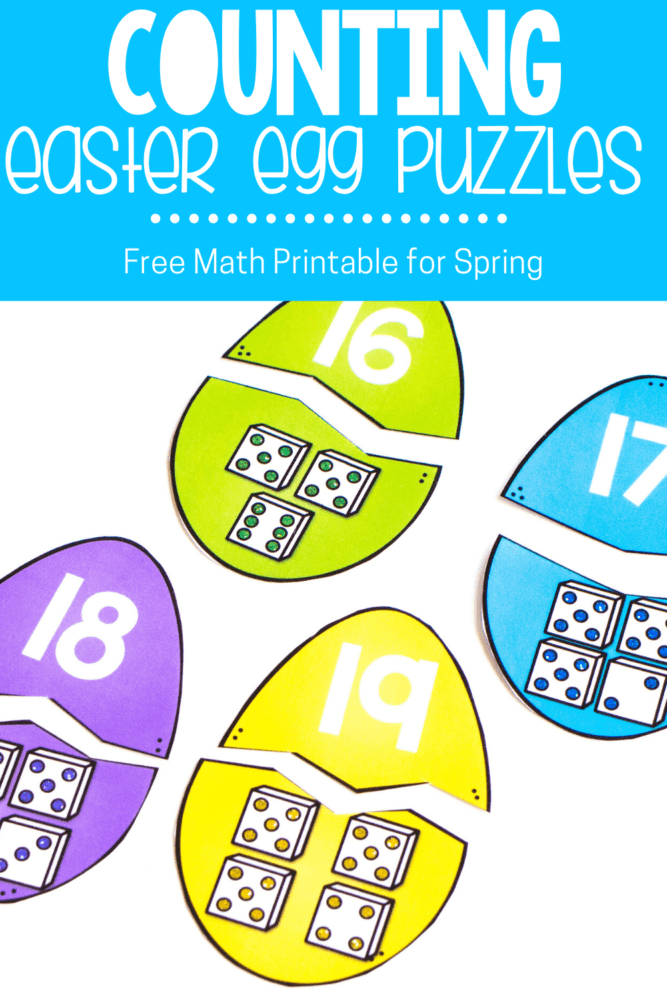 match the easter egg number puzzles to build number sense. math numbers to dice.