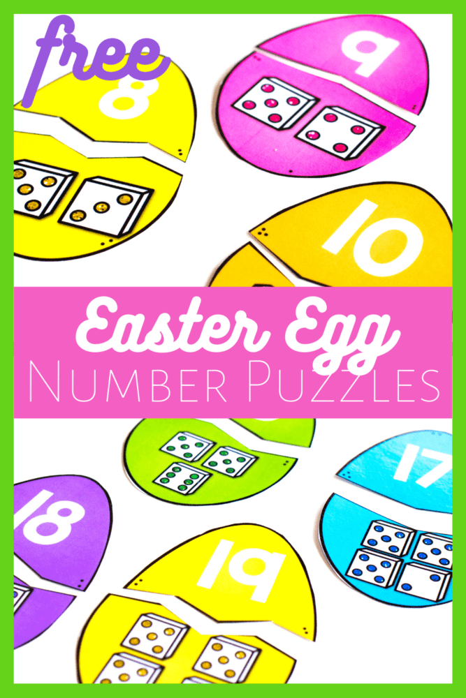match the easter egg number puzzles to build number sense. math numbers to dice.
