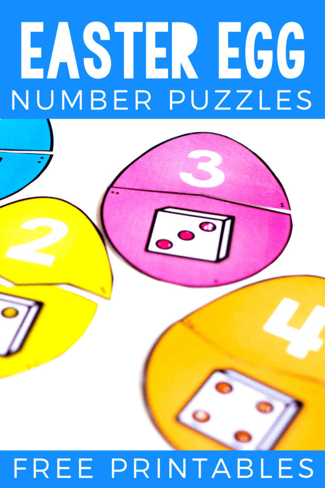match the easter egg number puzzles to build number sense. math numbers to dice.