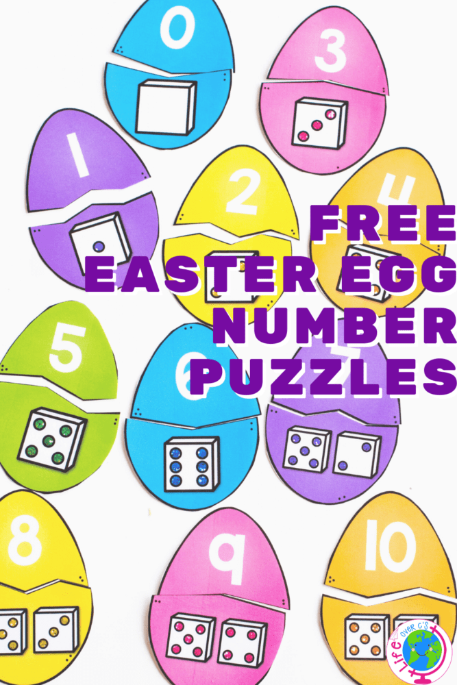 match the easter egg number puzzles to build number sense. math numbers to dice.