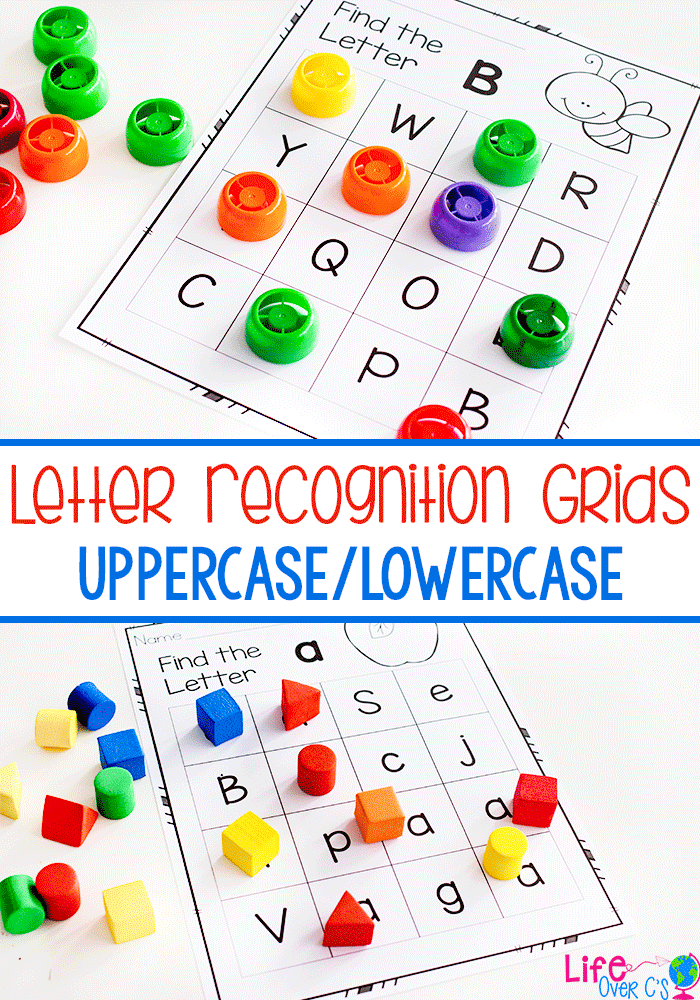 Free printable letter recognition grids. Perfect kindergarten literacy center for learning the alphabet.